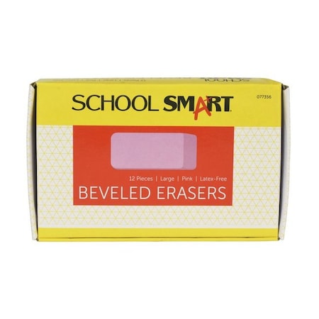 Beveled Block Erasers, Large, Pink, Pack Of 12 PK